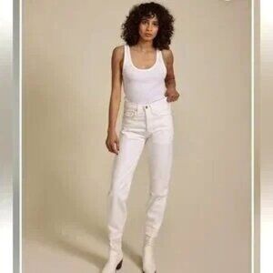 Edwin 1947 Women's Hana High Rise Straight Leg Crop Jeans White Noise Size 31 NW